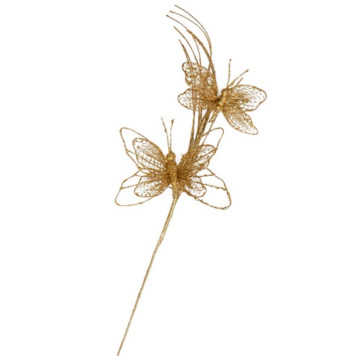 [X9437-GLD] 20" GLITTER BUTTERFLY SPRAY X2   GOLD