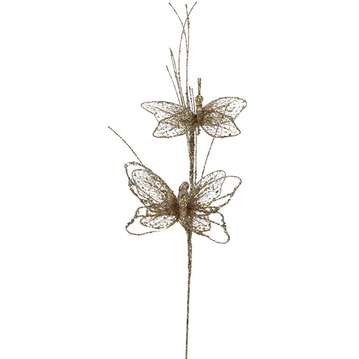 [X9437-PTN] 20" GLITTER BUTTERFLY SPRAY X2  PLATINUM