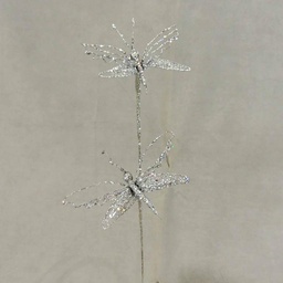 [X9438-SIL] 18" GLITTER DRAGONFLY SPRAY X2  SILVER
