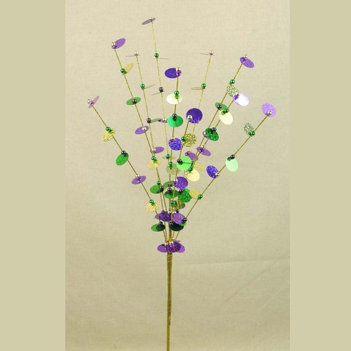 [X91403-1-MAR] SEQUIN SPRAY 21" MARDI GRAS