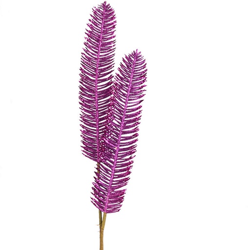 [XA12-PUR] GLITTER FERN SPRAY X2 36"  PURPLE