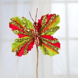 [XA26-RED] BUTTERFLY BEADED PICK 11&quot;  RED