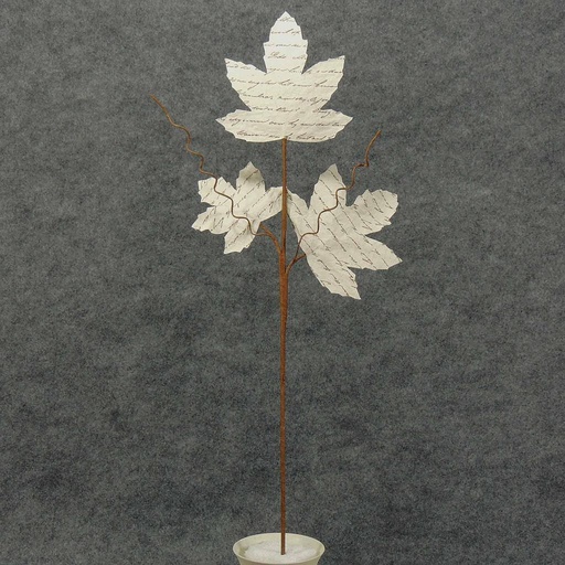 [XA4043] MAPLE LEAF SPRAY X3 PARCHMENT 27" WHITE