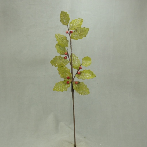 [XA328-GRN] HOLLY LEAF BURLAP SPRAY 29"
