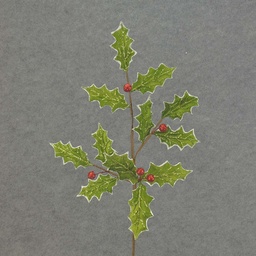 [XB5093] HOLLY LEAVES SPRAY 30"  BRIGHT GREEN