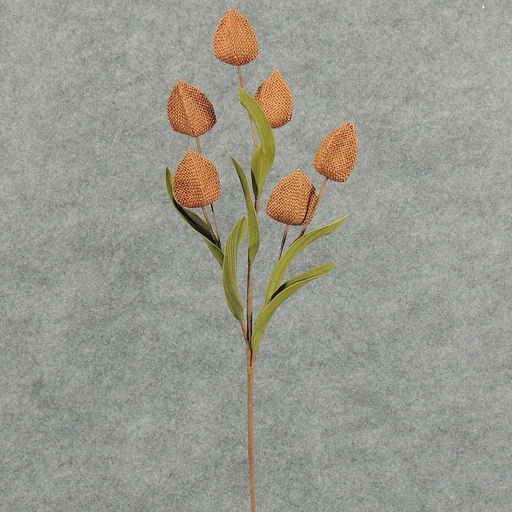 [XA4136-BRN] 18" CHINESE LANTERN BURLAP SPRAY X6  BROWN
