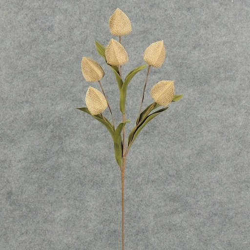[XA4136-NAT] 18" CHINESE LANTERN BURLAP SPRAY X6  NATURAL