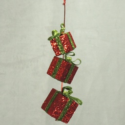 [XA3126-RGN] ORNAMENT GIFT PACKAGE X3 10&quot;  RED/GREEN