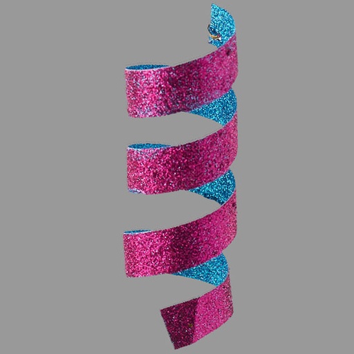[XA35-FBL] ORNAMENT 8.5" TIN SPRING  FUCHSIA/BLUE