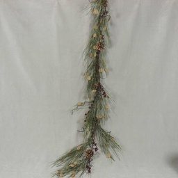 [XA4005] GARLAND 5' W/BURLAP,BERRIES &amp; CONES