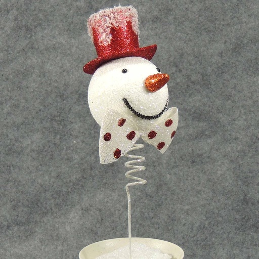 [XA4056-RWH] SNOWMAN HEAD PICK W/SNOW 11"  RED/WHITE