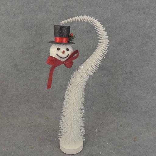 [XA6059] TREE W/SNOWMAN 18" CURVY GLITTER