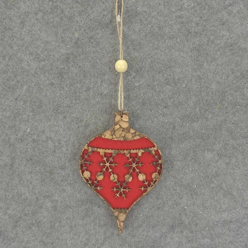 [XA7124-C] ORNAMENT FELT/CORK W/SNOWFLAKE 4.25X6"