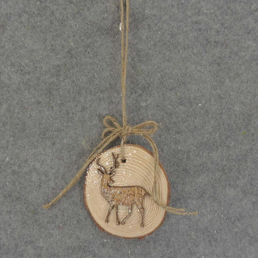 [XA7130-CBU] ORNAMENT TREE COOKIE 3.25x3" BUCK/CORK