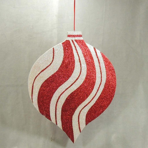 [XB387-RWH] DISPLAY 18" ORNAMENT ONION SHAP  RED/WHITE