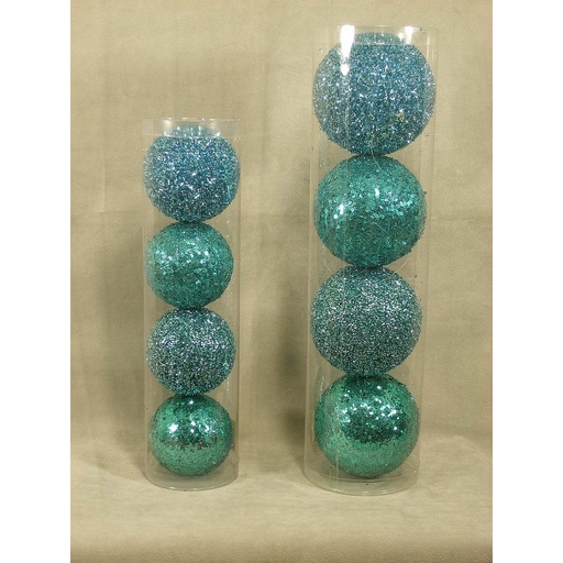 [XB391-AQU] ORNAMENT MIX BEADED BALL 80 mm (4/BOX) AQUA
