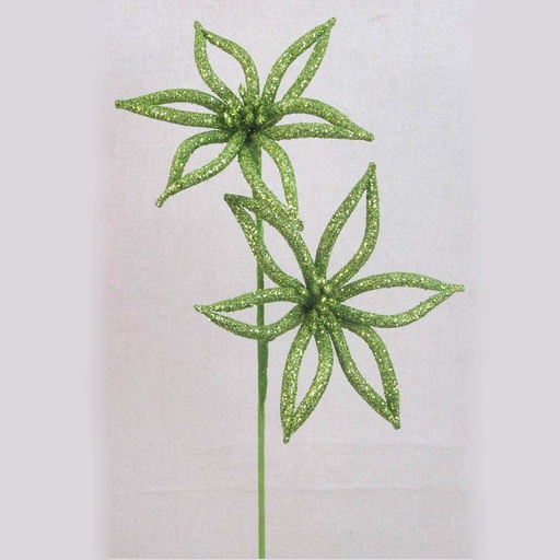 [XA3113-GRN] POINSETTIA GLITTER SPRAY X2 21"  GREEN