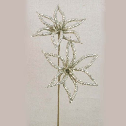 [XA3113-PTN] POINSETTIA GLITTER SPRAY X2 21"  PLATINUM