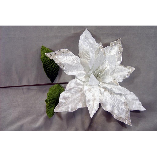 [XA399-WHT] POINSETTIA VELVET W/GLITTER 44"  WHITE