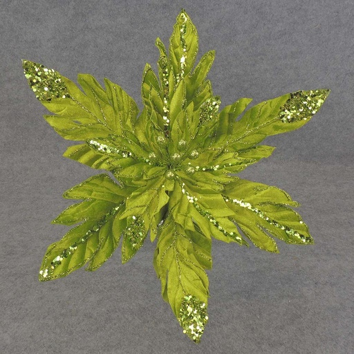 [XA5102-GRN] POINSETTIA PICK 19" 15" DIAM. VELV/GLIT GREEN