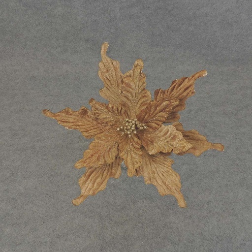 [XA5116-GLD] POINSETTIA PICK VELV/GLIT 12" 11.5 DIA. BROWN/GOLD
