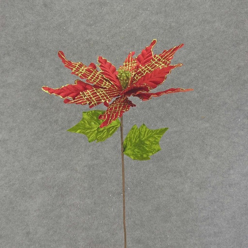 [XA7108] POINSETTIA PICK 24" RED W/GOLD GLITTER
