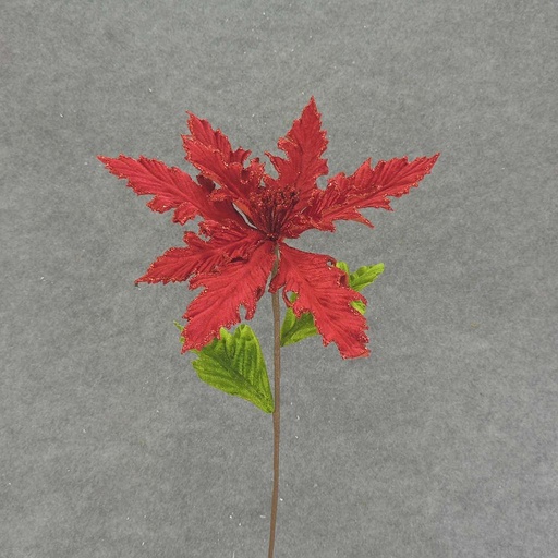 [XA7112-RED] POINSETTIA PICK 24" VELV/GLIT  RED