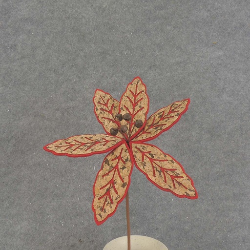 [XA7123] POINSETTIA PICK CORK 10" RED
