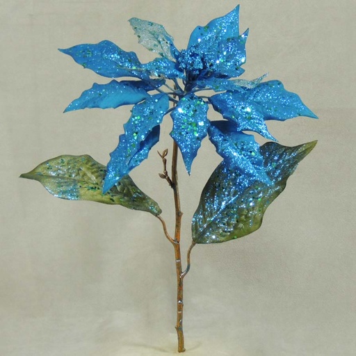 [XB302-BLU] POINSETTIA PICK 12" W/GLITTER