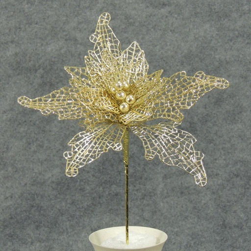 [XB4100-GLD] POINSETTIA GLITTER 14" PICK  GOLD