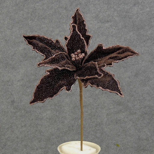 [XB4206-CHO] POINSETTIA PICK W/GLIT  CHOCOLATE