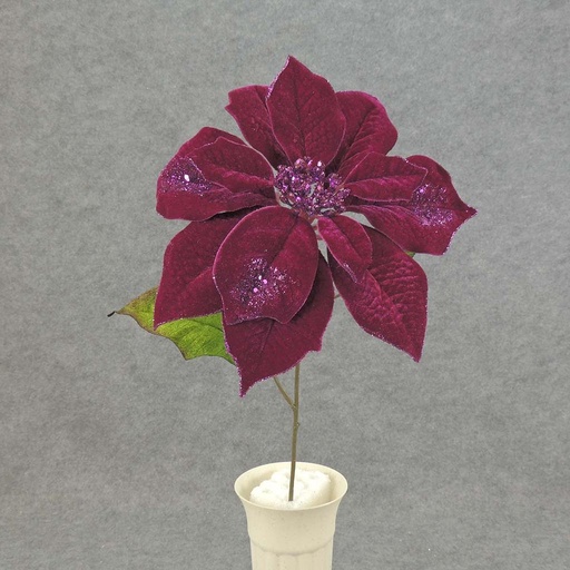 [XB5084] POINSETTIA VELVET 20" SPRAY 10" dia FUSCHIA