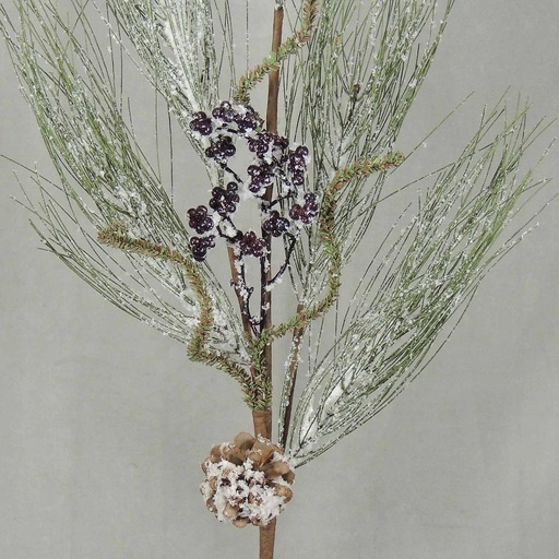 [XA4011] PINE MIX BERRY/CONE SPRAY 37" W/SNOW