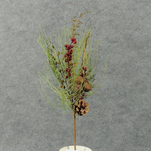 [XA4174] PINE/BERRY/CONE SPRAY 20" W/ RUSTIC BELLS