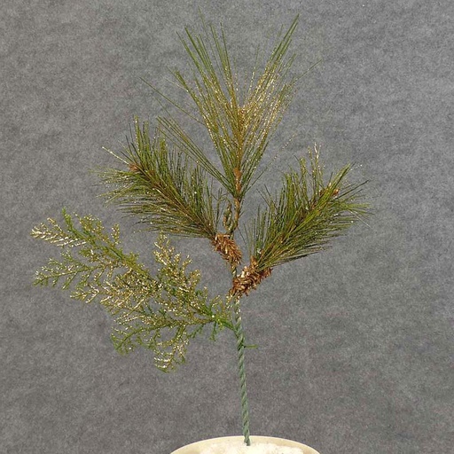[XB5054] MIXED PINE PICK 12" W/GOLD GLITTER