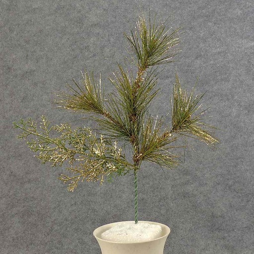 [XB5055] MIXED PINE PICK W/ CEDAR 12" W/GOLD GLITTER