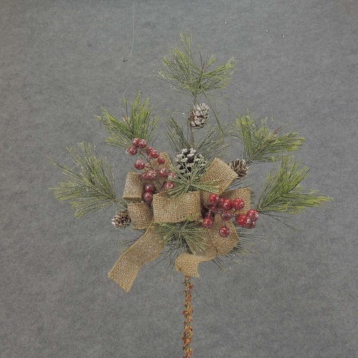 [XB5162] PINE/BERRY/BURLAP SPRAY 14"