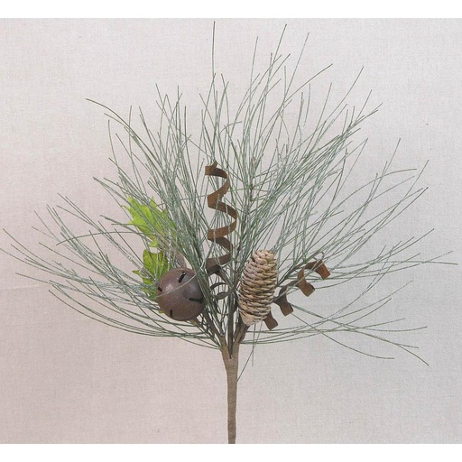 [XA376] PINE SPRAY W/BELLS & CONE 19"