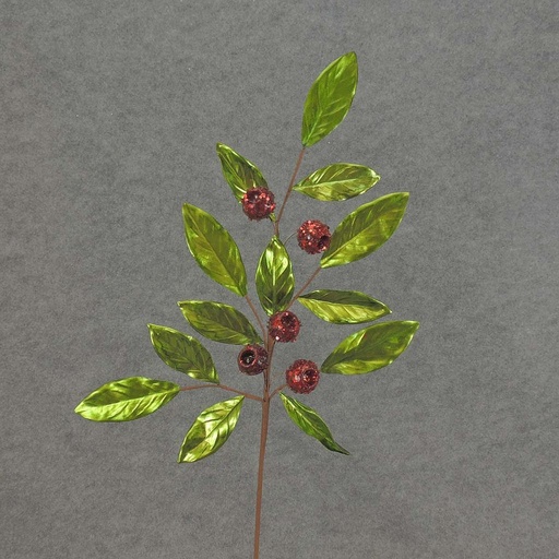 [XA5097-RGN] LEAF/BERRY SPRAY 26" RED/GRN X7 1.25" BERRIES