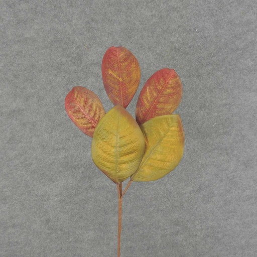 [XA6031] LEAF SPRAY X5 19.5" RED/GREEN W/GOLD SHIMMER