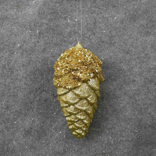 [XA8129-GLD] PINECONE HANGER 7" W/GLITTER  GOLD