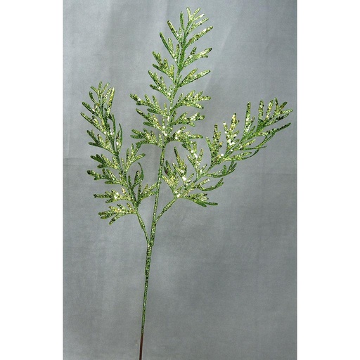 [XB349-GRN] GLITER LEAVES SPRAYx3 25"(6/BG)  GREEN