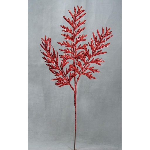 [XB349-RED] GLITER LEAVES SPRAYx3 25"(6/BG)  RED