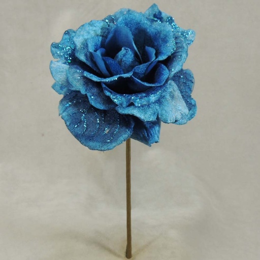 [XB383-BLU] ROSE PICK W/GLITTER 6" BL/11" L  BLUE
