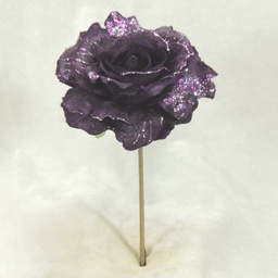 [XB383-PUR] ROSE PICK W/GLITTER 6&quot; BL/11&quot; L  PURPLE