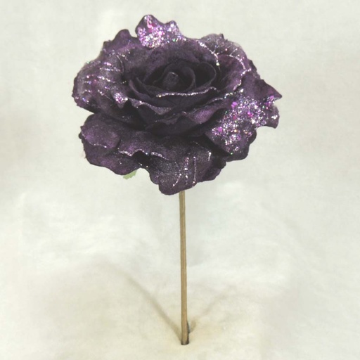 [XB383-PUR] ROSE PICK W/GLITTER 6" BL/11" L  PURPLE