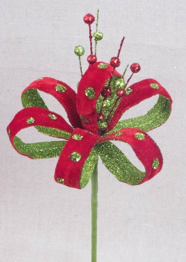[XA3111] RIBBON VELVET GLITTER PICK 13"