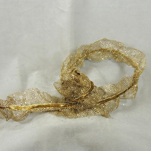 [XA3114-GLD] RIBBON 6' X 3" GLITTER MESH  GOLD