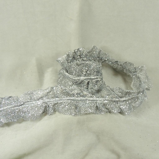 [XA3114-SIL] RIBBON 6' X 3" GLITTER MESH  SILVER