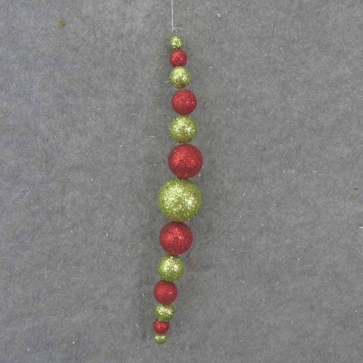 [XA77-GRD] ORNAMENT GLITTER BALL 18"  GREEN/RED